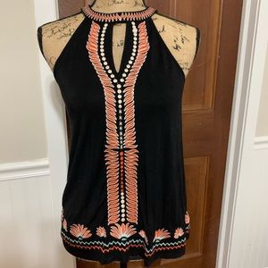 THML sleeveless embroidered top NWOT